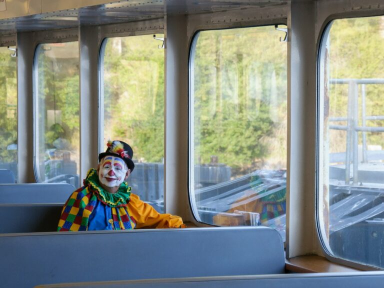 clown in bus